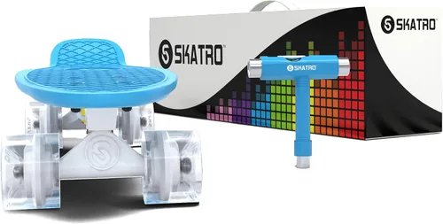 Vista 3 de Skatro - Monopatín modelo mini cruiser. Tablero de plástico de estilo retro de 22 x 6 pulgadas.Viene completo.