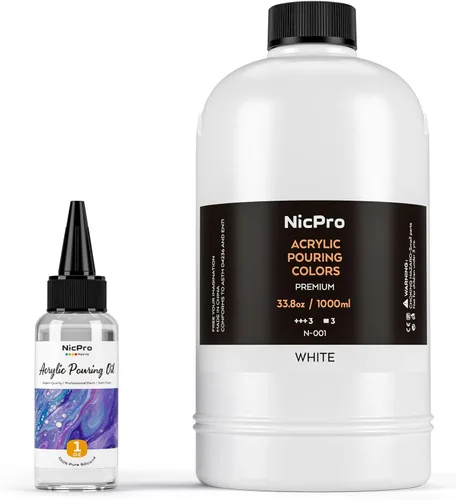 Vista 11 de Nicpro Pintura acrílica de color negro azabache, suministros de pintura premezclada de 33.8 onzas con aceite de silicona y guantes para lienzo
