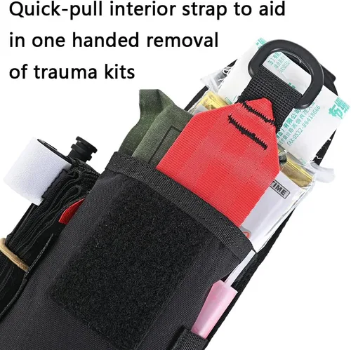 Vista 4 de MOLLE Blowout Pouch, Compact IFAK Pouch with Rear Shears Slot, Quick-Pull Strap and Tourniquet Holder, Tactical First Aid Pouch with Flap Closure