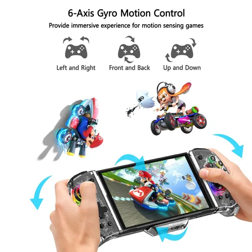 Vista 2 de RREAKA Wireless Joypad Switch Controllers for SwitchOLED, RGB One-Piece Switch Controller Joypad Replacement Controller for Handheld Mode with