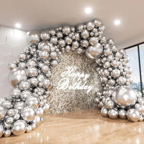 Vista 7 de Kit de Arco de Globos Azul ADOINBY, kit de 152 piezas de globos cromados macarrón azul marino y estrellas, kit de globos de diferentes tamaños