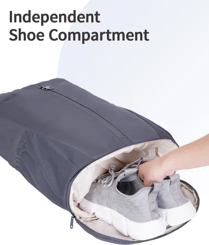 Vista 2 de sportsnew Mochila deportiva con cordón y compartimento para zapatos, mochila con cordón para mujeres y hombres, patente pendiente, Gris, Classic