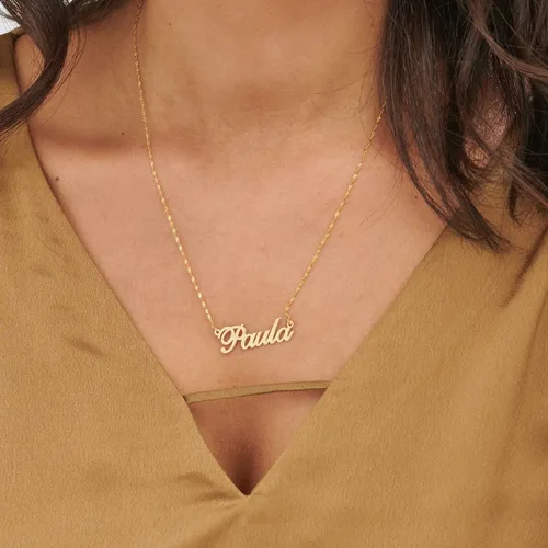 Vista 3 de MyNameNecklace - Collar personalizado con nombre grabado, diseño de metales preciosos, plata esterlina 925 y chapado en oro