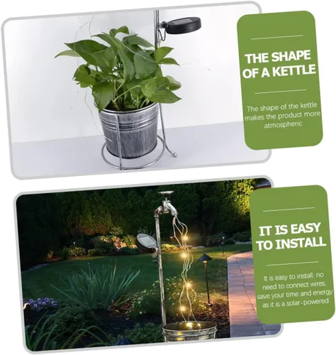 Vista 3 de Uonlytech Luz solar para cuartos para exteriores, luz solar para agua, regadera con luces de hadas, estaca de jardín, luces LED, decoración