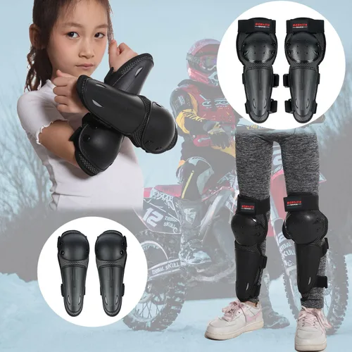 Vista 2 de Reomoto Rodilleras de motocross para niños, rodilleras de motocross, protección ajustable para motocicleta, protección contra golpes de rodilla
