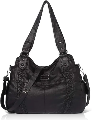 Vista 235 de Angel Barcelo - Bolsa de hombro amplia para mujer, diseño Hobo, cuero lavado
