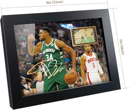 Vista 6 de sufenvera Póster para fanáticos del baloncesto – Impresión firmada de Giannis Antetokounmpo enmarcada mini película fotográfica, gran regalo