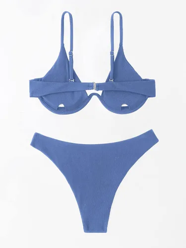 Vista 2 de Verdusa - Traje de baño de 2 piezas para mujer de corte alto parte de abajo triangular para nadar