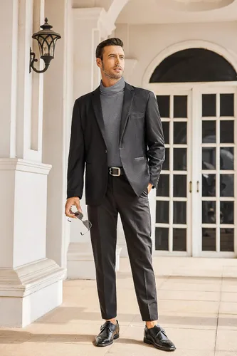 Vista 7 de COOFANDY Men's Casual Slim Fit Turtleneck T Shirts Lightweight Basic Cotton Pullovers