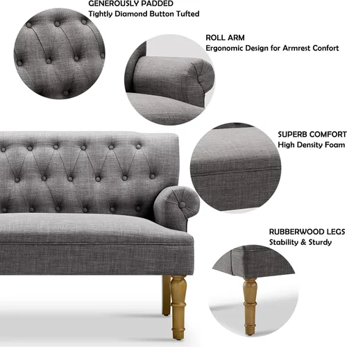 Vista 3 de Rosevera Drennan Loveseat - Sofá para sala de estar, lino, color ceniza