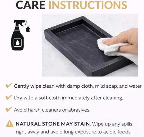 Vista 9 de Bandeja de mármol negro natural para baño, cocina, tocador, escritorio, organizador de piedra para mesa auxiliar, tocador, mesita de noche, velas