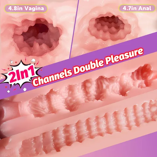 Vista 6 de Muñeca Sexual Masculina de 4.2 Libras, Juguetes Sexuales para Hombres con Labios Vaginales Ajustados, Masturbador Portátil de Bolsillo con Canal