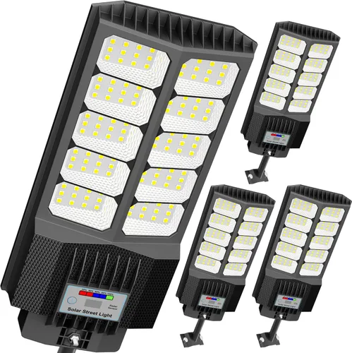 Vista 16 de Luz solar de calle de 7000 W, luces solares comerciales impermeables al aire libre, 200 luces LED de alto brillo, luces solares de estacionamiento