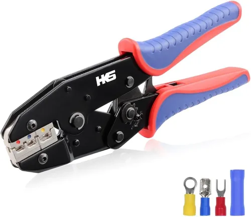 Vista 6 de HKS Herramienta de Engaste para Manguitos, Terminales de Virola y Extremo de Cable de Pin - Engastadoras de Cables con Trinquete - AWG 3-1/0