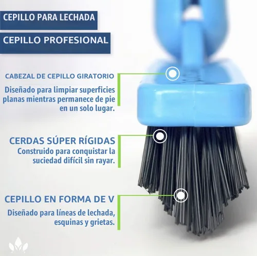 Vista 3 de EVERSPROUT Cepillo de lechada profesional de 1.5 a 3 pies con poste de mango largo Cerdas rígidas en forma de V construidas para esquinas