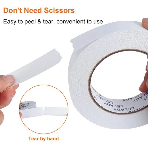 Vista 4 de Cinta adhesiva de doble cara de 1 pulgada x 40 yardas, 2 rollos de cinta adhesiva de doble cara, cinta adhesiva de doble cara, para artes