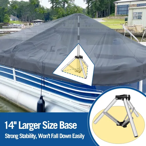 Vista 3 de Affordura - Poste de soporte para cubierta de barco extra alto con base de trípode de metal y parte superior hexagonal, postes ajustables de 27-71