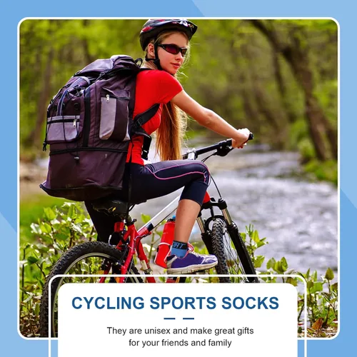 Vista 4 de Bonuci 5 pares de calcetines de ciclismo para hombre, calcetines deportivos unisex de nailon colorido, calcetines atléticos transpirables, regalos
