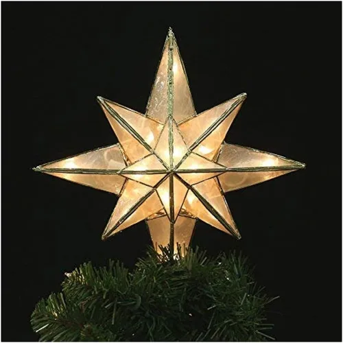 Vista 2 de GE Estrella de capiz iluminada de 10 pulgadas, para árbol de Navidad, color capiz, 71401LO de GE