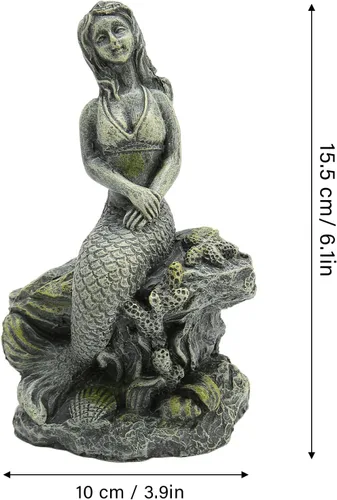 Vista 6 de LIANGLIDE Estatua decorativa de resina de princesa, hermosa decoración de peces para decoraciones de acuario