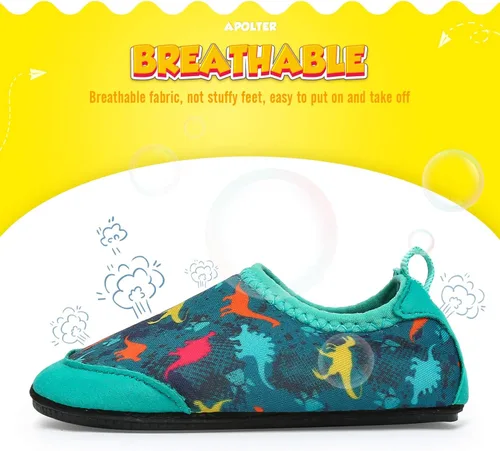 Vista 6 de Zapatos de agua o natación estilo calcetín para niños, unisex, antideslizantes, para la playa o piscina, color aguamarina