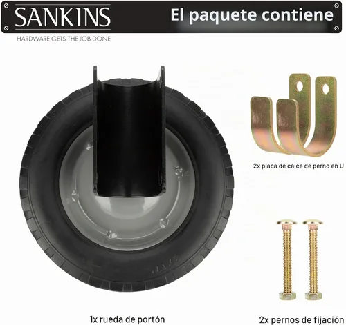 Vista 6 de Rueda de puerta de goma de 8 pulgadas, rueda de soporte de puerta resistente, montaje lateral para puerta batiente, tubo de metal, valla de cadena