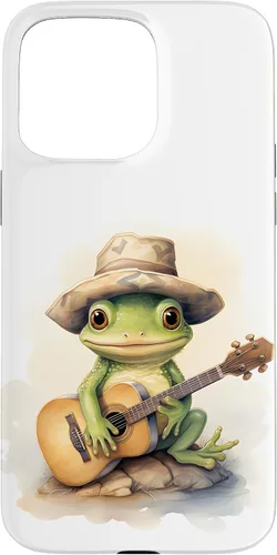 Vista 31 de Cute Little Green Frog Playing Guitar Case for iPhone 16