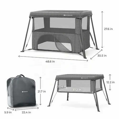 Vista 10 de Kinderkraft CAMI - Cama de bebé 3 en 1, cama de viaje para bebé, desde el nacimiento hasta los 3 años, cuna de bebé, cuna de viaje, fácil de plegar