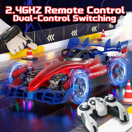 Vista 8 de Coches de Control Remoto, Camiones RC de Acrobacias de 2.4GHz para Niños, Niños y Adultos, Camión RC Monstruo 1:12 Todo Terreno con Luz y Música