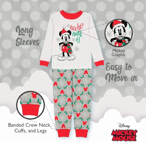 Vista 4 de Disney Boys' Mickey Mouse Monsters, Inc. The Nightmare Before Christmas 2-Piece Snug-fit Cotton Pajamas Set