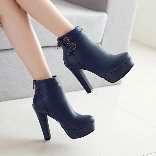 Vista 41 de Scaoruki Zapatos de otoño de moda para mujer, botines de tacón de bloque