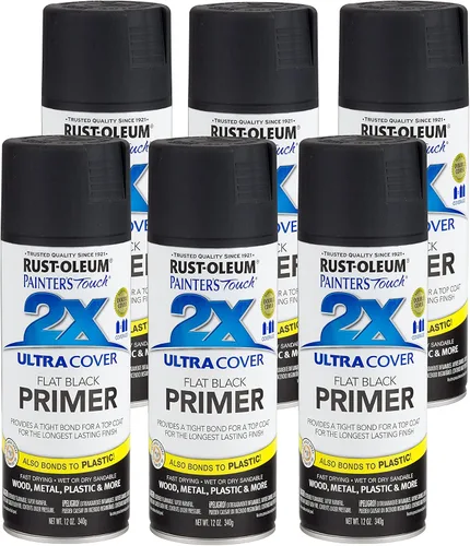 Vista 7 de Rust-Oleum 249846 Painter's Touch 2X Ultra Cover Imprimación en aerosol de 12 onzas, negro plano
