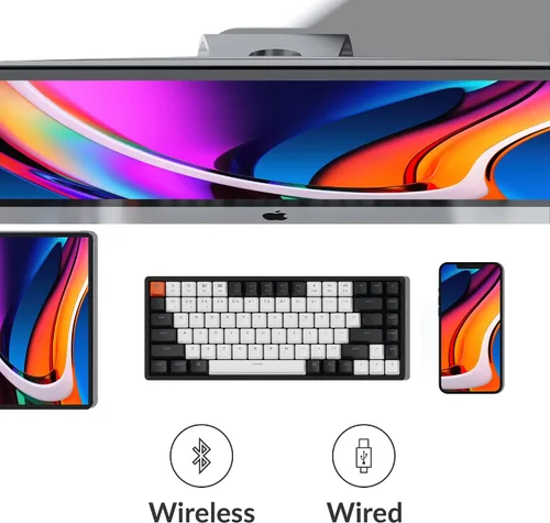 Vista 2 de Keychron K2 - Teclado mecánico con cable Bluetooth inalámbrico con cable USB y interruptor marrón Gateron G Pro teclas de doble disparo
