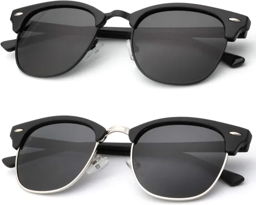 Vista 44 de KALIYADI Gafas de sol polarizadas para hombres y mujeres, marco semi sin montura, para conducir con bloqueo UV A01-(1 Pack) Tortuga Mate G15