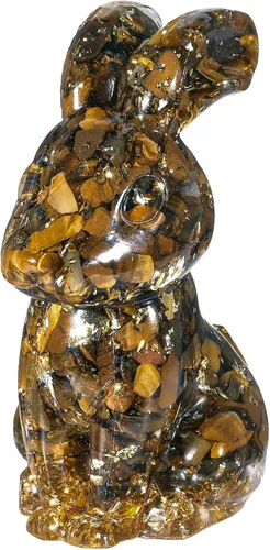 Vista 11 de Rockcloud Estatua de conejo hecha a mano de resina de cristal de amatista, estatua de piedra de cristal, escultura para decoración de oficina