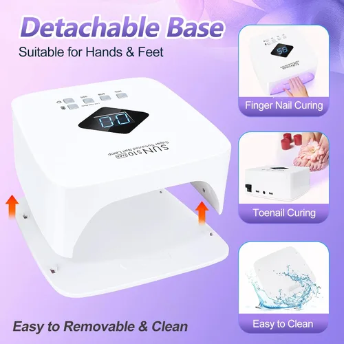 Vista 5 de LKE Lámpara de uñas UV recargable inalámbrica, luz UV de 86 W para uñas de gel con 3 ajustes de temporizador, sensor automático, secado rápido