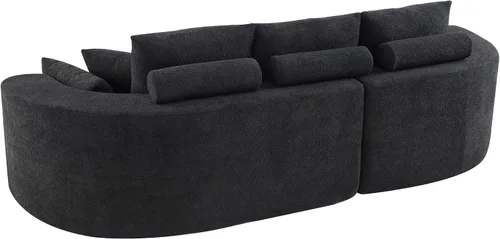 Vista 9 de Christopher Knight Home Carden - Sofá modular curvado de 106 pulgadas, cómodo sofá tapizado de tela con diván, moderno sofá nube con asiento Negro
