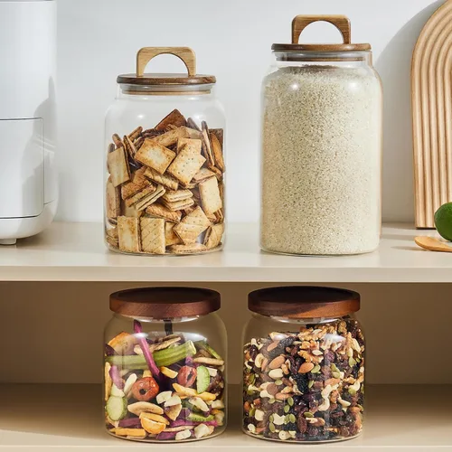 Vista 8 de Sweejar Tarros grandes de cristal para dulces con tapas de madera, tarro de vidrio de 1 galón con tapa, contenedores de almacenamiento