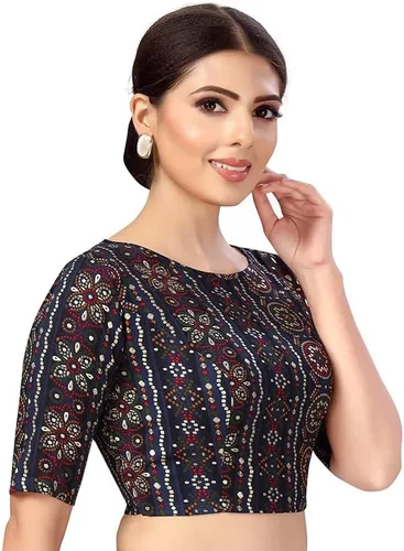 Vista 2 de Blusa estampada de manga larga con mangas de rayón Bollywood para mujer