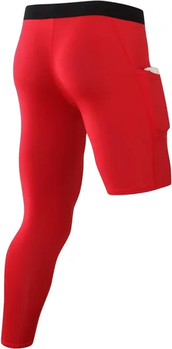 Vista 53 de Pantalones de compresión de 3/4 de una pierna para hombre, mallas de baloncesto atléticas para correr, leggings deportivos de capa base capri