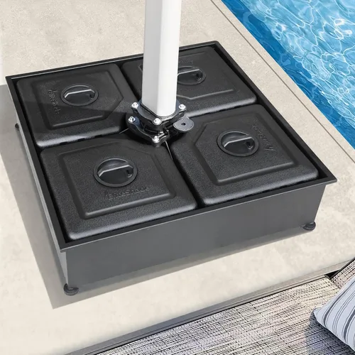 Vista 12 de EliteShade USA - Base de sombrilla para patio de 33" x 33", cuadrada, rellena de arena/agua, soporte de sombrilla negro