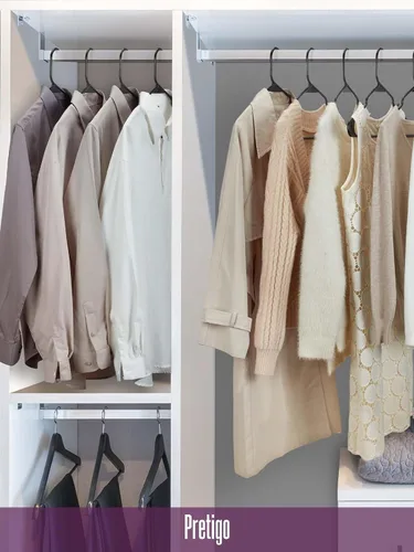 Vista 8 de Perchas de plástico negras fabricadas en Estados Unidos, paquete de 100 perchas para ropa con ranuras para los hombros, ahorro de espacio