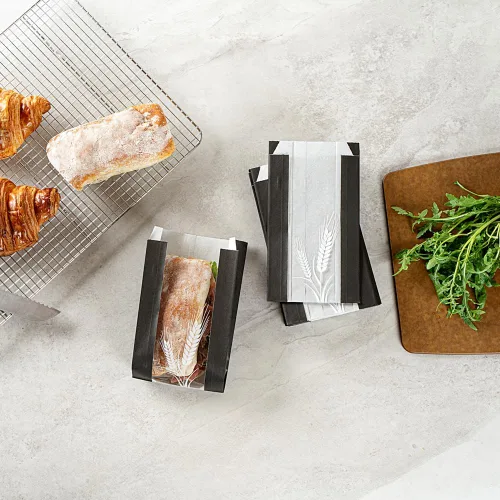 Vista 6 de Restaurantware Bag Tek - Bolsas de papel para pan de 4.5 x 2.5 x 8.5 pulgadas, 100 bolsas de papel de baguette a prueba de grasa, microperforadas