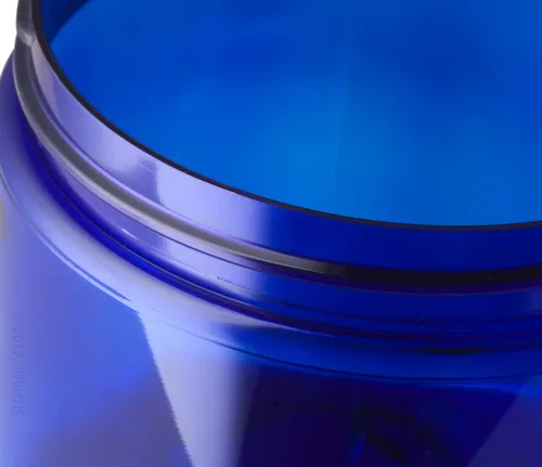 Vista 8 de Tarro de plástico PET azul cobalto de 8 onzas (sin BPA) con tapas lisas negras (paquete de 12)