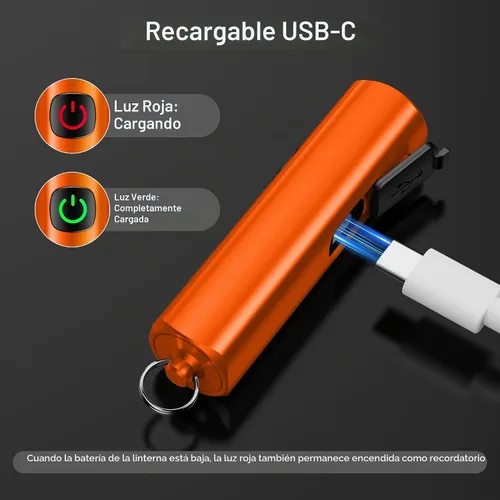Vista 6 de Blukar EDC recargable llavero linterna, 360L mini luz de flash portátil