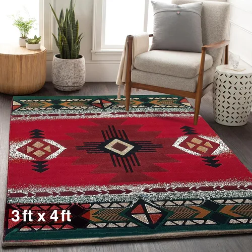 Vista 41 de YHSF South West - alfombra estilo nativo americano del suroeste C318 - fácil de limpiar, gruesa, suave, duradera, alfombra inspirada en tribus