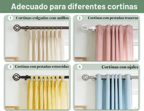 Vista 7 de Barra de cortina antigua plateada 32 a 58 pulgadas (2.6-4.8 pies), USFOOK - Barras de cortina de 7/8 para ventanas de 20 a 54 pulgadas, Barras