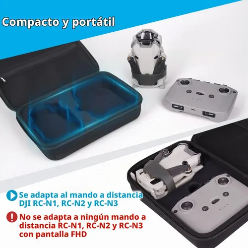 Vista 2 de JSVER Estuche de transporte para DJI Mini 4 Pro/Mini 3/Pro Drone y DJI RC-N1, RC-N2 y RC-N3 mando a distancia