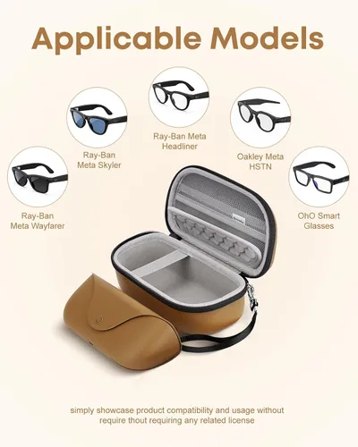 Vista 2 de Estuche rígido AI Smart Glasses Organizador compatible con Meta Ray-BanMeta OakleyOho Smart Glasses Protector Accesorios de transporte Caja