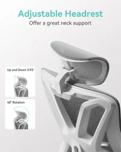 Vista 4 de Hbada P5 Silla de oficina ergonómica, silla de escritorio con soporte lumbar y altura ajustables, silla de computadora cómoda de malla
